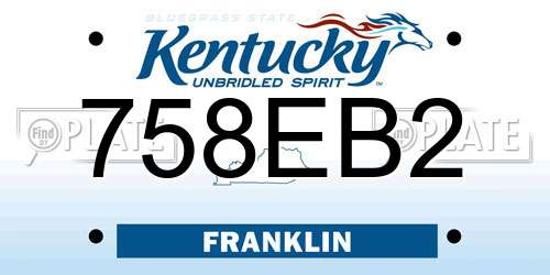 758EB2 Kentucky License Plate