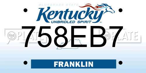 758EB7 Kentucky License Plate