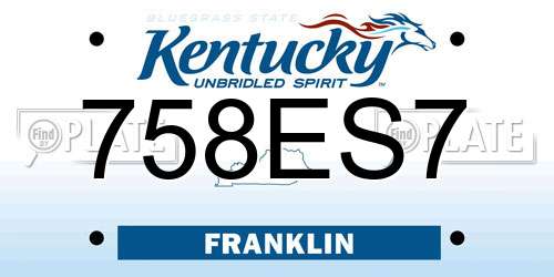 758ES7 Kentucky License Plate