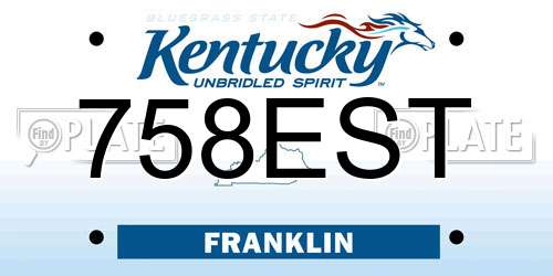 758EST Kentucky License Plate