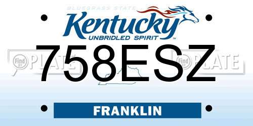 758ESZ Kentucky License Plate