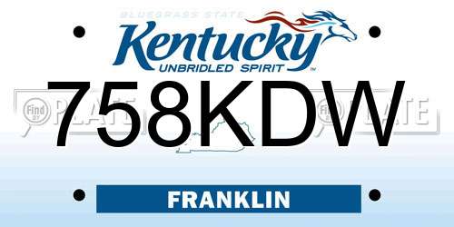 758KDW Kentucky License Plate