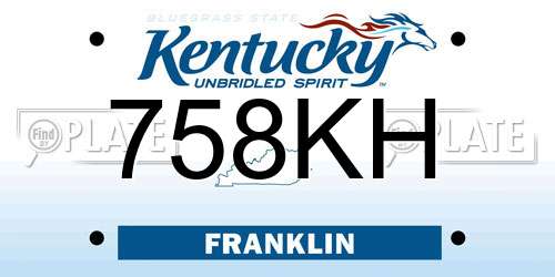 758KH Kentucky License Plate