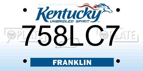 758LC7 Kentucky License Plate