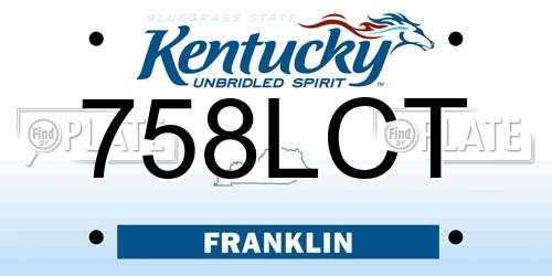 758LCT Kentucky License Plate