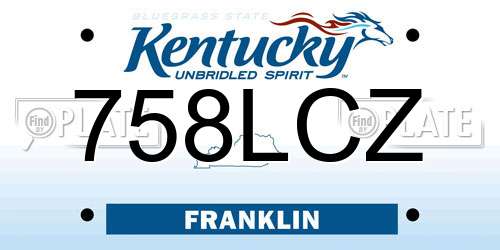 758LCZ Kentucky License Plate