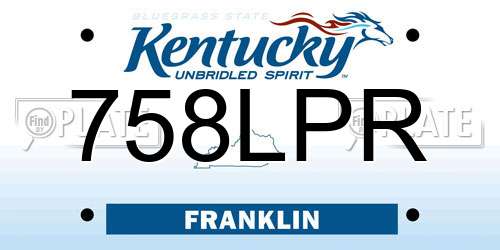 758LPR Kentucky License Plate