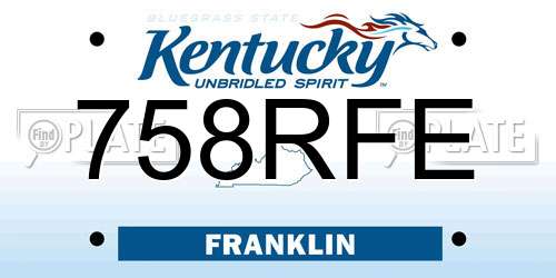 758RFE Kentucky License Plate
