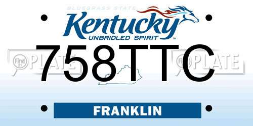 758TTC Kentucky License Plate