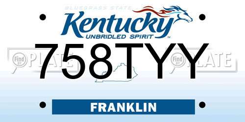 758TYY Kentucky License Plate