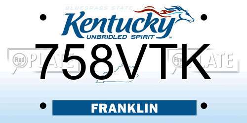 758VTK Kentucky License Plate