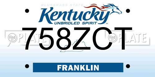 758ZCT Kentucky License Plate