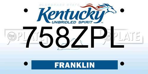 758ZPL Kentucky License Plate