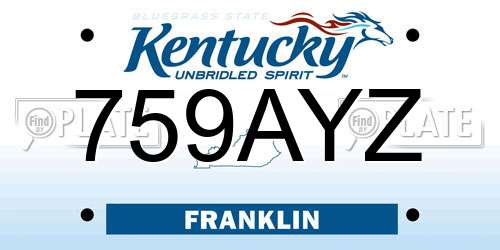 759AYZ Kentucky License Plate