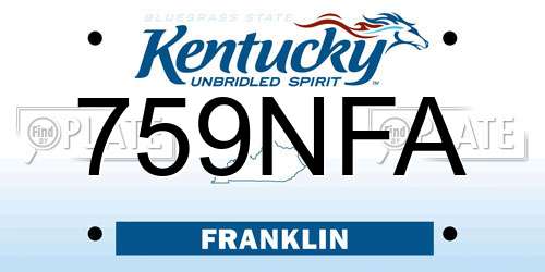 759NFA Kentucky License Plate