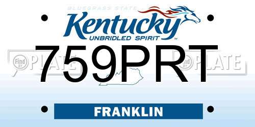 759PRT Kentucky License Plate