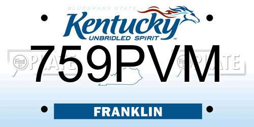 759PVM Kentucky License Plate