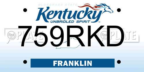 759RKD Kentucky License Plate