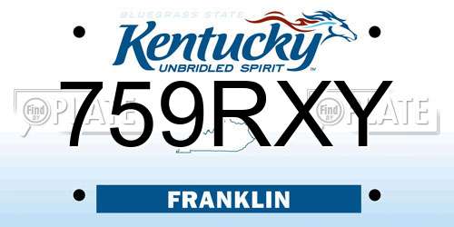 759RXY Kentucky License Plate