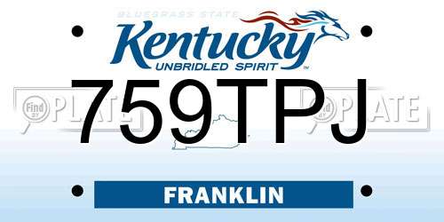 759TPJ Kentucky License Plate
