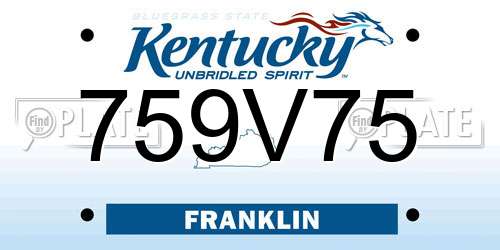 759V75 Kentucky License Plate