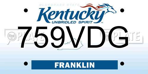 759VDG Kentucky License Plate
