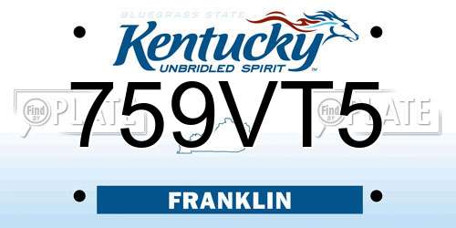 759VT5 Kentucky License Plate