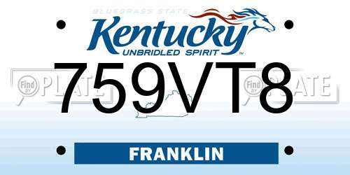 759VT8 Kentucky License Plate