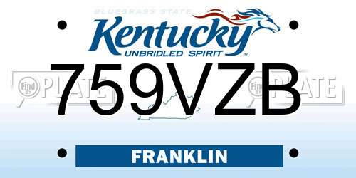 759VZB Kentucky License Plate
