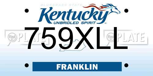 759XLL Kentucky License Plate