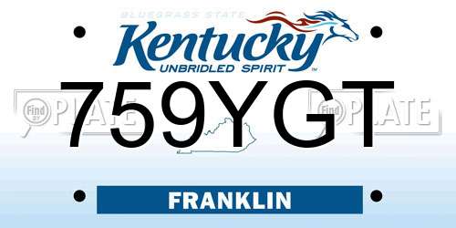 759YGT Kentucky License Plate