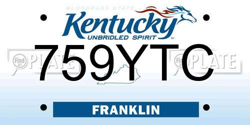 759YTC Kentucky License Plate