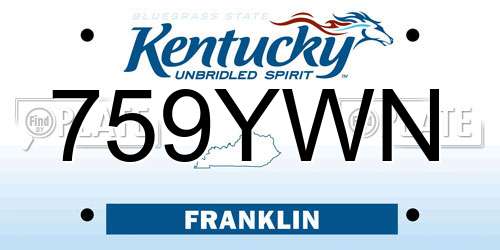 759YWN Kentucky License Plate