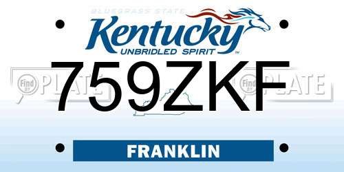 759ZKF Kentucky License Plate