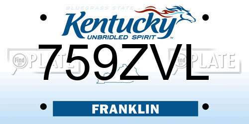 759ZVL Kentucky License Plate