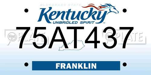 75AT437 Kentucky License Plate