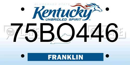 75BO446 Kentucky License Plate