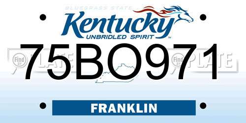 75BO971 Kentucky License Plate