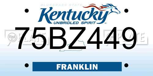 75BZ449 Kentucky License Plate