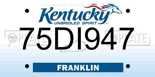 75DI947 Kentucky License Plate
