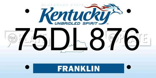 75DL876 Kentucky License Plate