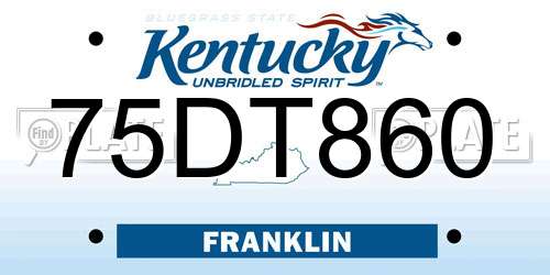 75DT860 Kentucky License Plate
