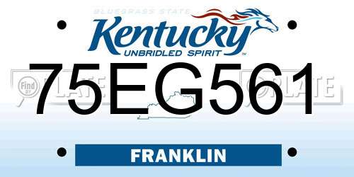 75EG561 Kentucky License Plate