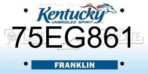 75EG861 Kentucky License Plate