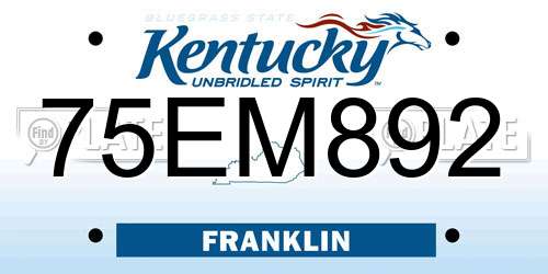 75EM892 Kentucky License Plate