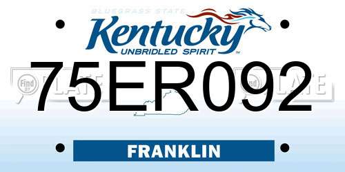 75ER092 Kentucky License Plate
