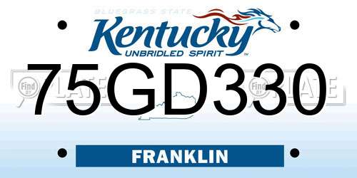75GD330 Kentucky License Plate