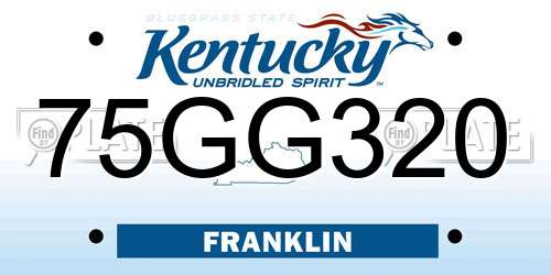 75GG320 Kentucky License Plate