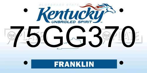 75GG370 Kentucky License Plate