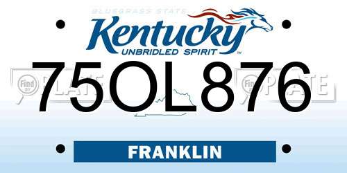 75OL876 Kentucky License Plate